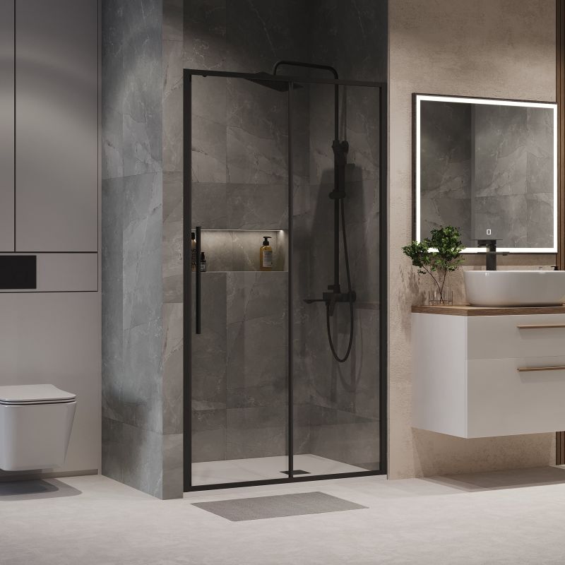 Душевая дверь Niagara NG-84-12AB (120*195) черный матовый, стекло прозрачное, 1 место