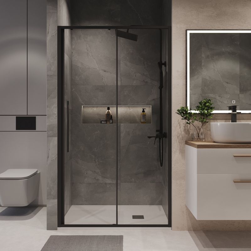 Душевая дверь Niagara NG-84-12AB (120*195) черный матовый, стекло прозрачное, 1 место