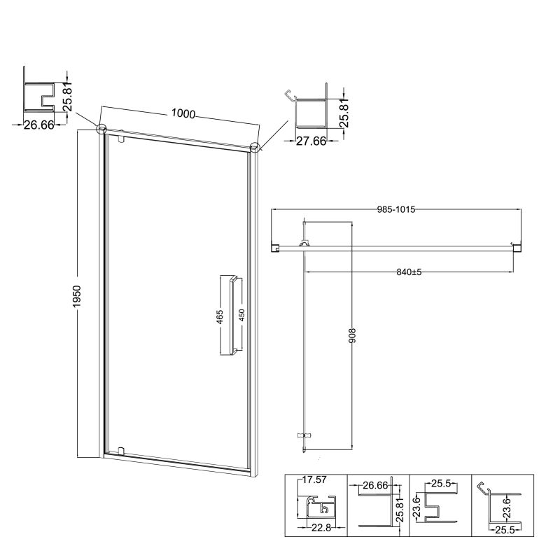 Душевая дверь Niagara NG-85-10AB (100*195) черный матовый, стекло прозрачное, 1 место