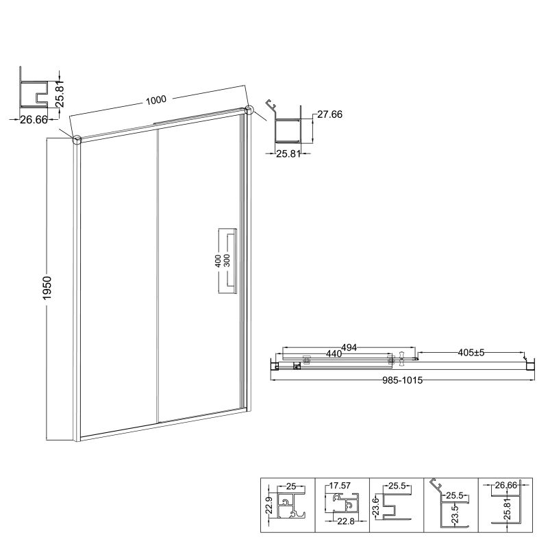 Душевая дверь Niagara NG-85-10TB (100*195) черный матовый, стекло тонированное, 1 место