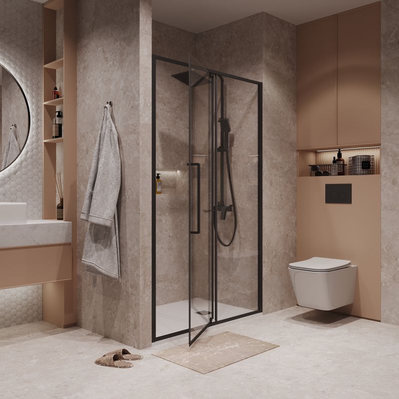 Душевая дверь Niagara NG-85-11AB (110*195) черный матовый, стекло прозрачное, 1 место