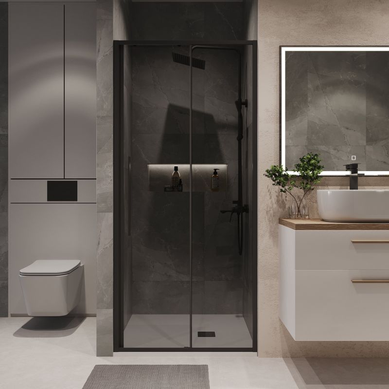 Душевая дверь Niagara NG-85-11TB (110*195) черный матовый, стекло тонированное, 1 место