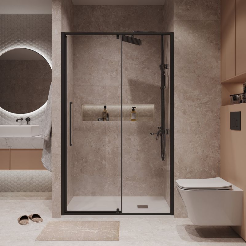 Душевая дверь Niagara NG-85-12AB (120*195) черный матовый, стекло прозрачное, 1 место