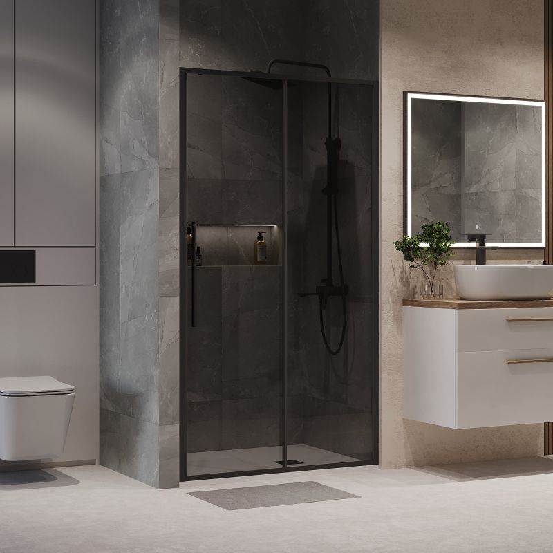 Душевая дверь Niagara NG-85-12TB (120*195) черный матовый, стекло тонированное, 1 место