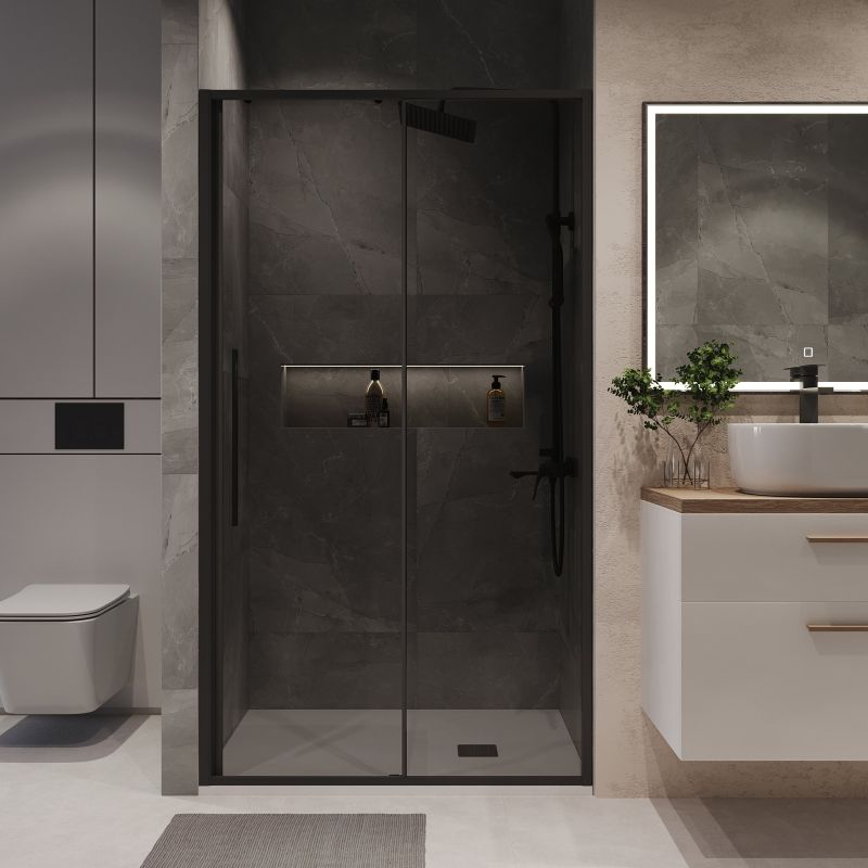 Душевая дверь Niagara NG-85-12TB (120*195) черный матовый, стекло тонированное, 1 место