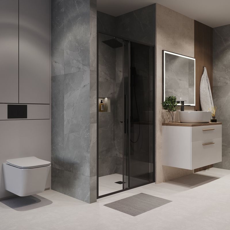 Душевая дверь Niagara NG-85-12TB (120*195) черный матовый, стекло тонированное, 1 место