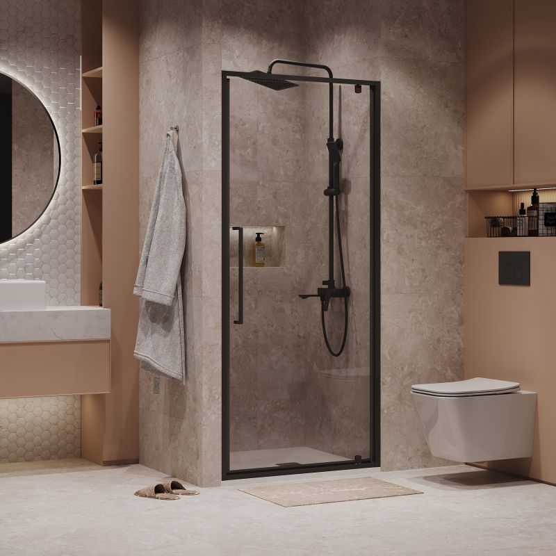 Душевая дверь Niagara NG-85-8AB (80*195) черный матовый, стекло прозрачное, 1 место