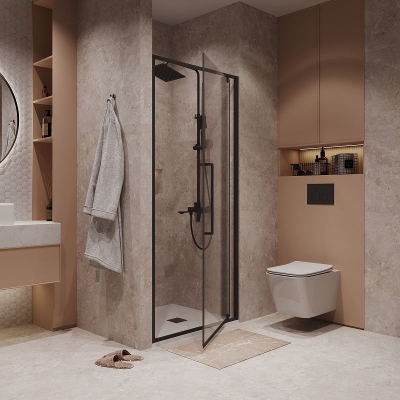 Душевая дверь Niagara NG-85-8AB (80*195) черный матовый, стекло прозрачное, 1 место