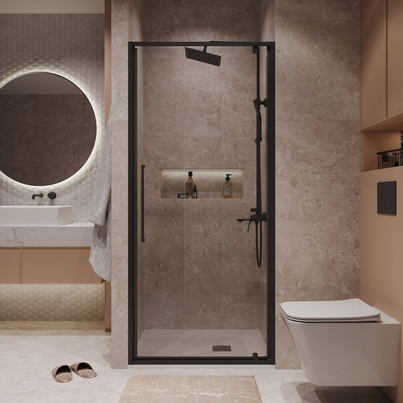 Душевая дверь Niagara NG-85-9AB (90*195) черный матовый, стекло прозрачное, 1 место