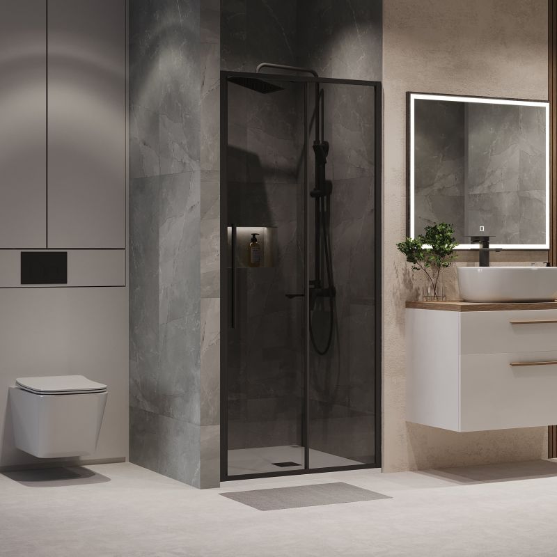 Душевая дверь Niagara NG-85-9TB (90*195) черный матовый, стекло тонированное, 1 место