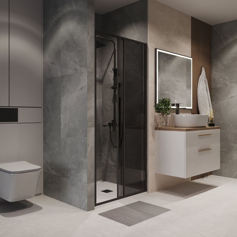 Душевая дверь Niagara NG-85-9TB (90*195) черный матовый, стекло тонированное, 1 место