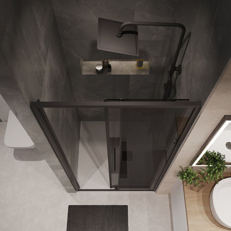 Душевая дверь Niagara NG-85-9TB (90*195) черный матовый, стекло тонированное, 1 место