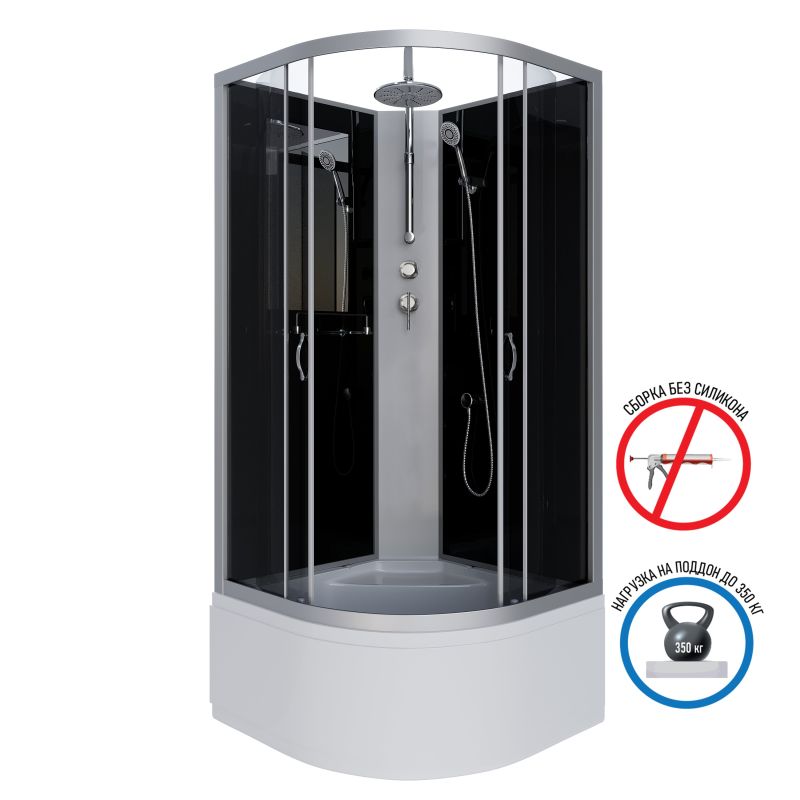 Душевая кабина NIAGARA Classic NG-2508-14BKT (900х900х2100-2400) высокий поддон(40см) стекло ТОНИРОВАННОЕ 4 места