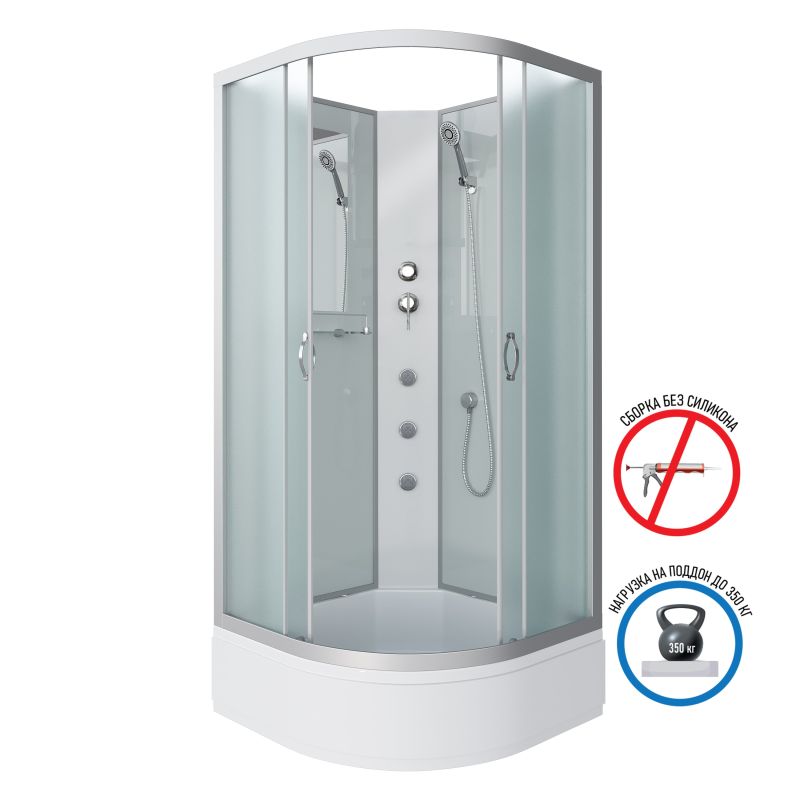 Душевая кабина NIAGARA Classic NG-3302-14BKG (1000х1000х2000) средний поддон(26см) стекло МАТОВОЕ 4 места