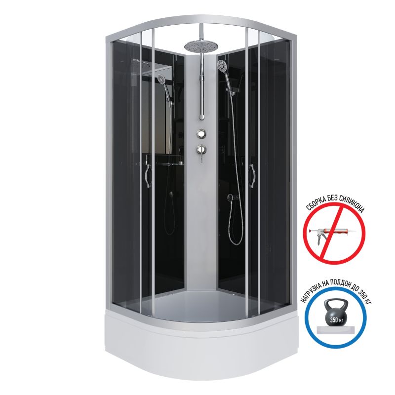 Душевая кабина NIAGARA Classic NG-3503-14BKT (800х800х2100-2400) средний поддон(26см) стекло ТОНИРОВАННОЕ 4 места