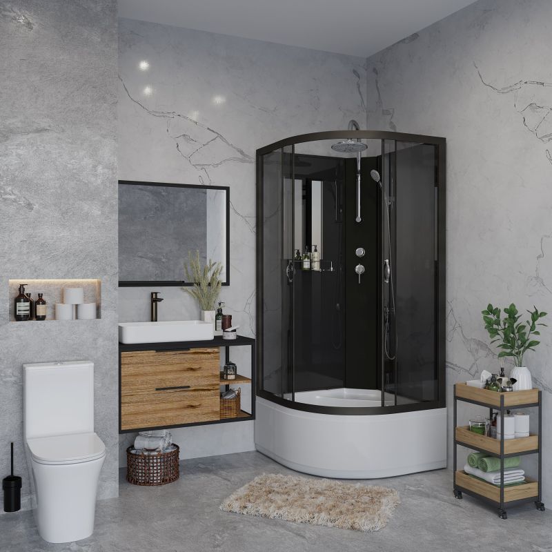 Душевая кабина NIAGARA Classic NG-6508-14BKT (900х900х2100-2400) высокий поддон(40см) стекло ТОНИРОВАННОЕ алюм черный 4 места