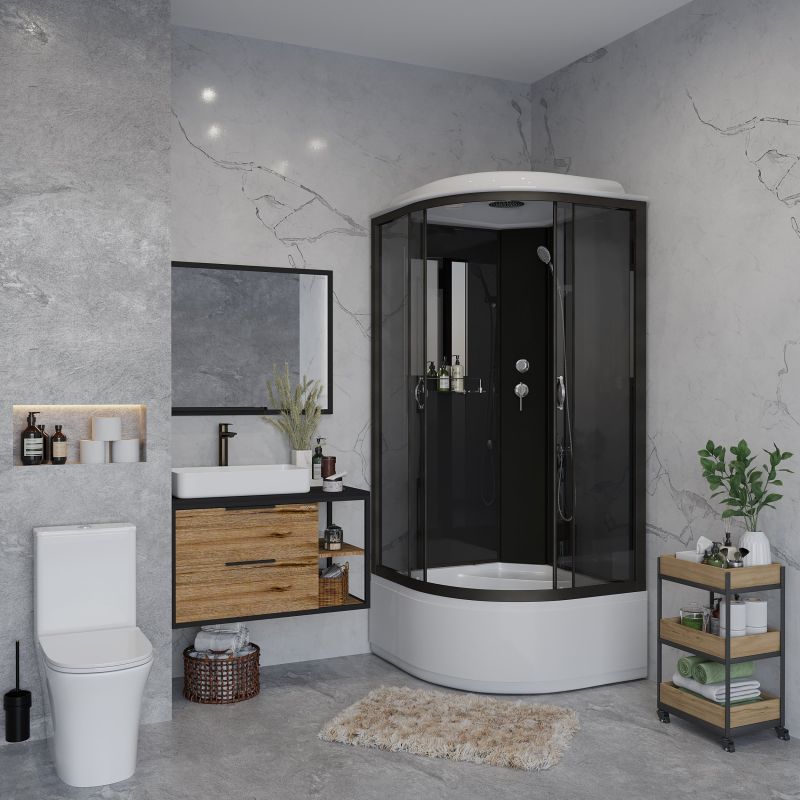 Душевая кабина NIAGARA Classic NG-6508-14 (900х900х2150) высокий поддон(40см) стекло ТОНИРОВАННОЕ алюм черный 4 места