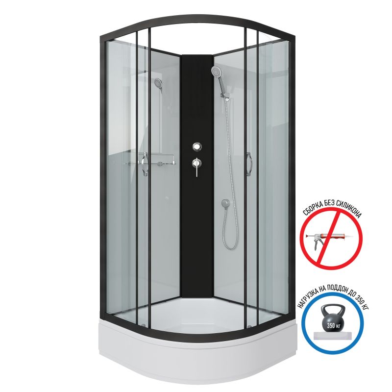 Душевая кабина NIAGARA Classic NG-6701-14BK (900х900х2000) средний поддон(26см) стекло ПРОЗРАЧНОЕ черные профиля 4 места