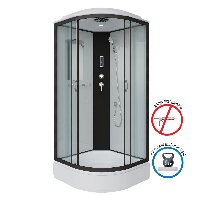 Душевая кабина NIAGARA Classic NG-6701-14P (900х900х2150) средний поддон(26см) стекло ПРОЗРАЧНОЕ черные профиля 4 места