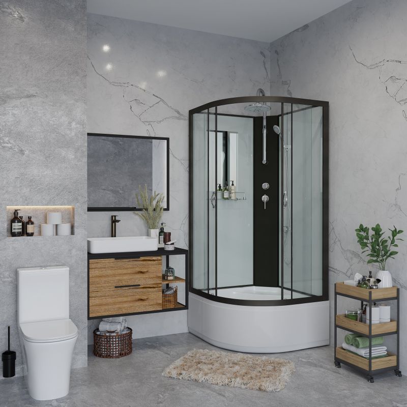 Душевая кабина NIAGARA Classic NG-6707-14BKT (800х800х2100-2400) высокий поддон(40см) стекло ПРОЗРАЧНОЕ черные профиля 4 места