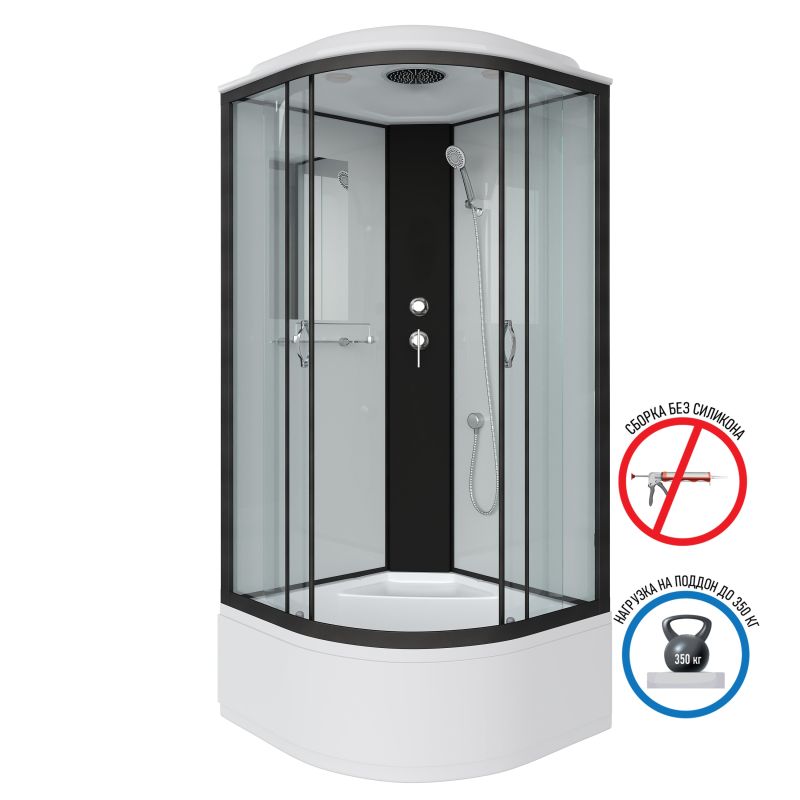 Душевая кабина NIAGARA Classic NG-6708-14 (900х900х2150) высокий поддон(40см) стекло ПРОЗРАЧНОЕ черные профиля 4 места