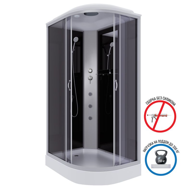 Душевая кабина NIAGARA Classic NG-3512-14LG (1200х800х2150) низкий поддон(13см) стекло ТОНИРОВАННОЕ 3 места