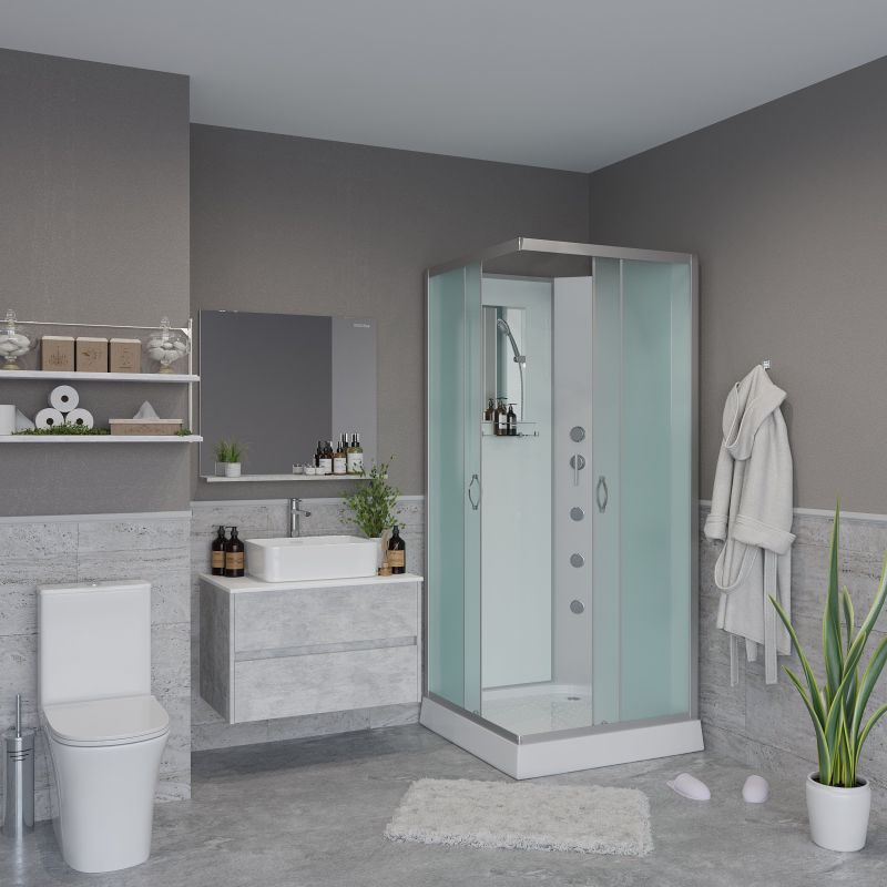 Душевая кабина NIAGARA Classic NG-1101-14BKG (900х900х2000) низкий поддон(13см) стекло МАТОВОЕ 3 места с полкой