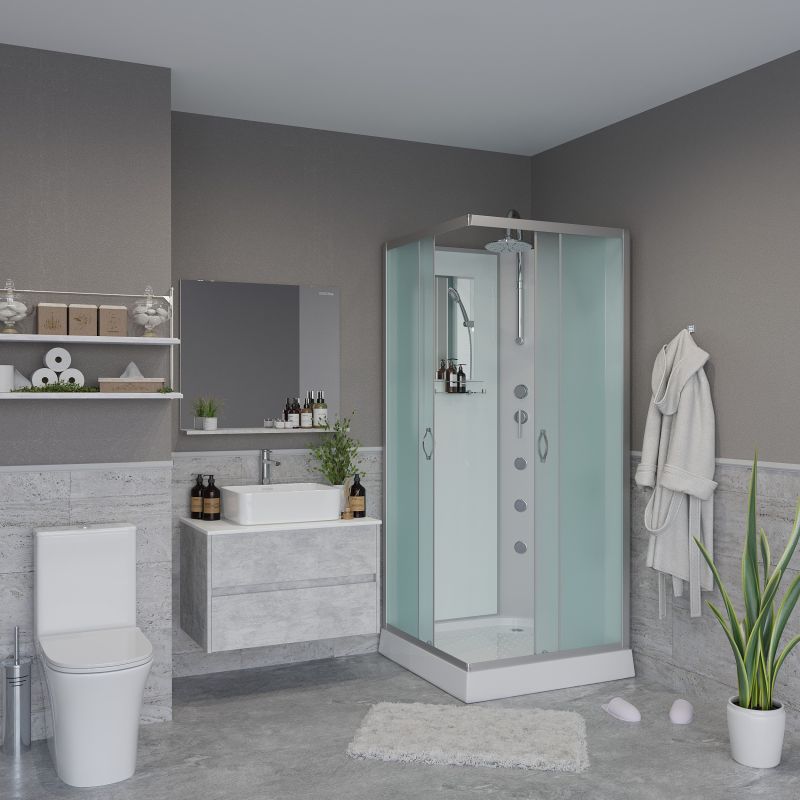 Душевая кабина NIAGARA Classic NG-1101-14BKTG (900х900х2100-2400) низкий поддон(13см) стекло МАТОВОЕ 3 места с полкой