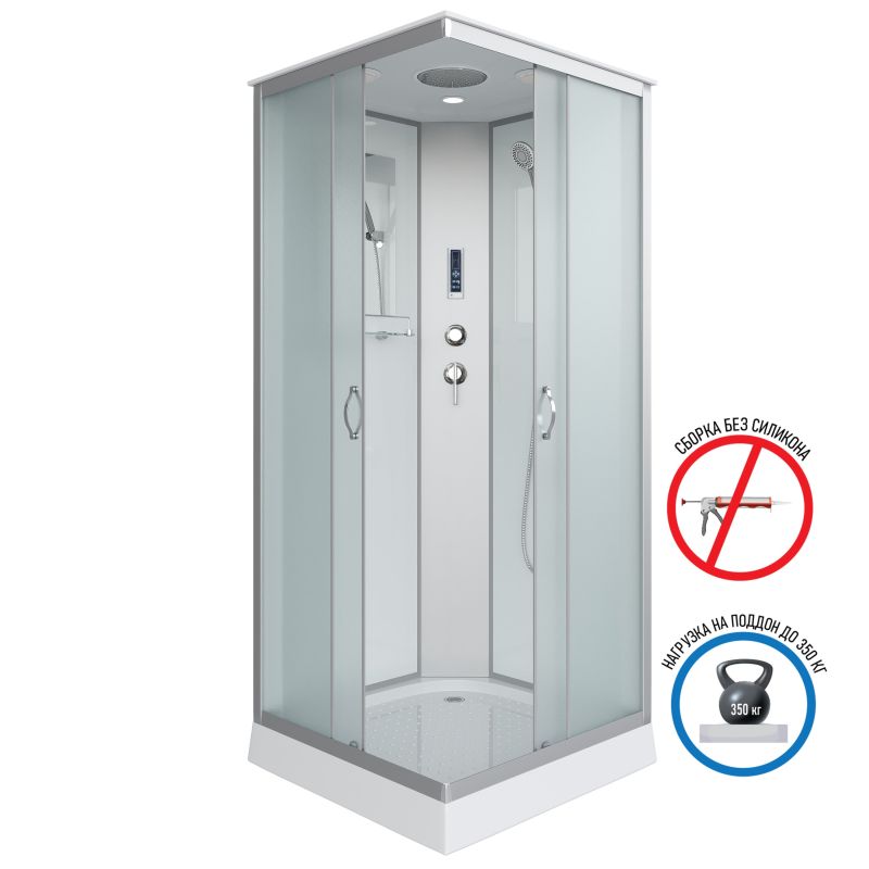 Душевая кабина NIAGARA Classic NG-1101-14P (900х900х2150) низкий поддон(13см) стекло МАТОВОЕ 3 места с полкой