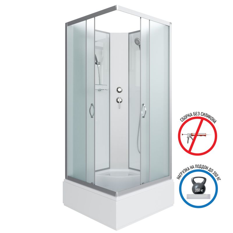 Душевая кабина NIAGARA Classic NG-1108-14BK (900х900х2000) средний поддон(26см) стекло МАТОВОЕ 4 места с полкой