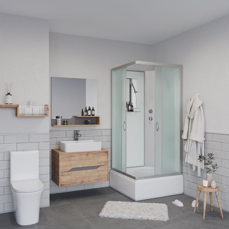 Душевая кабина NIAGARA Classic NG-1108-14BK (900х900х2000) средний поддон(26см) стекло МАТОВОЕ 4 места с полкой