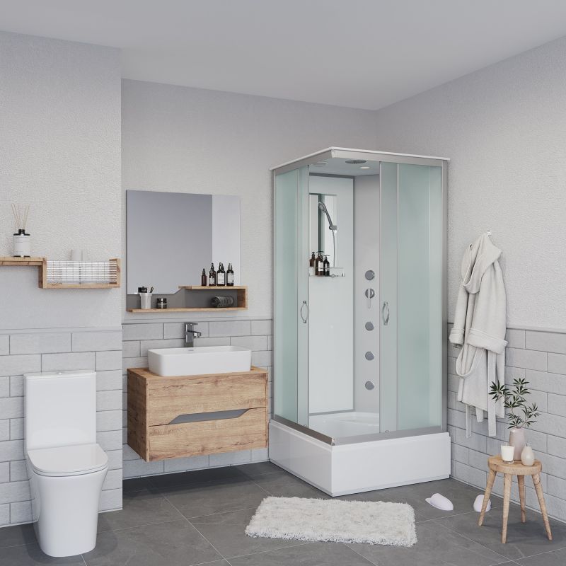 Душевая кабина NIAGARA Classic NG-1108-14G (900х900х2150) средний поддон(26см) стекло МАТОВОЕ 4 места с полкой