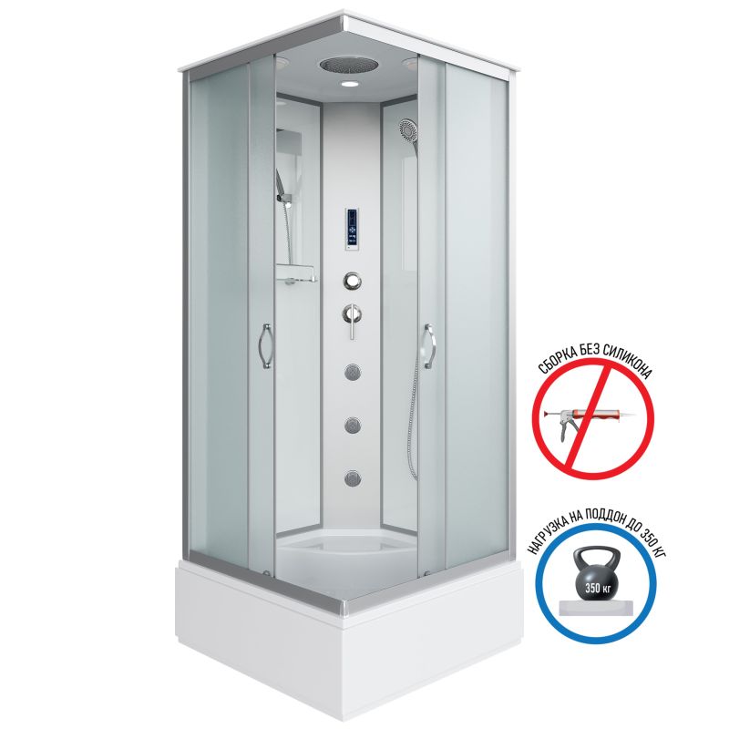 Душевая кабина NIAGARA Classic NG-1108-14F (900х900х2150) средний поддон(26см) стекло МАТОВОЕ 4 места с полкой