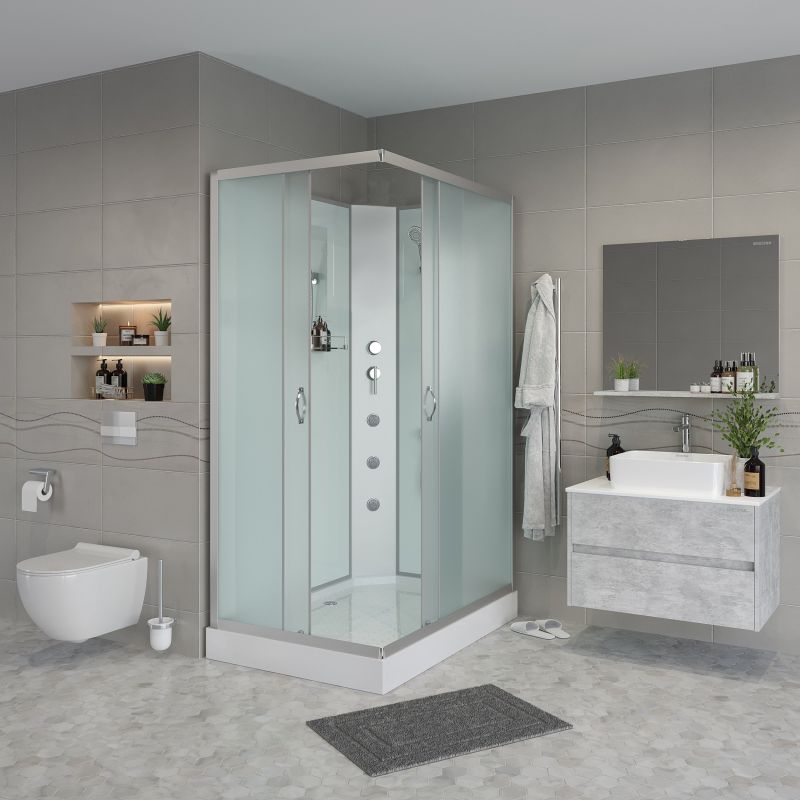 Душевая кабина NIAGARA Classic NG-43085-14QBKG (1000х800х2000) низкий поддон(13см) стекло МАТОВОЕ 3 места