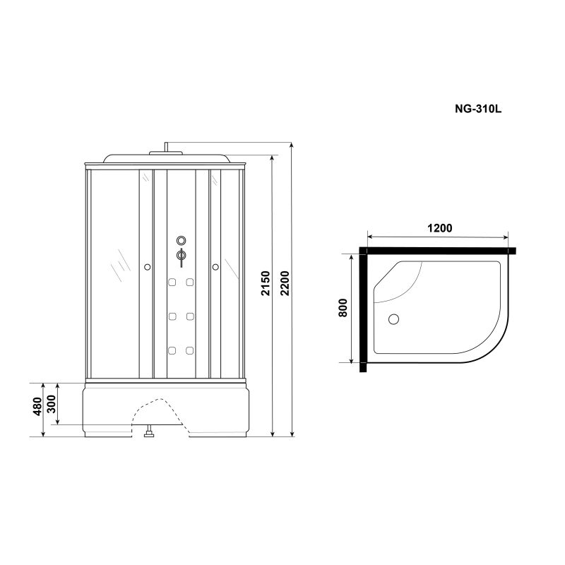 Душевая кабина NIAGARA ULTRA NG-310-01L (1200х800х2200) высокий поддон(48см) 4 места