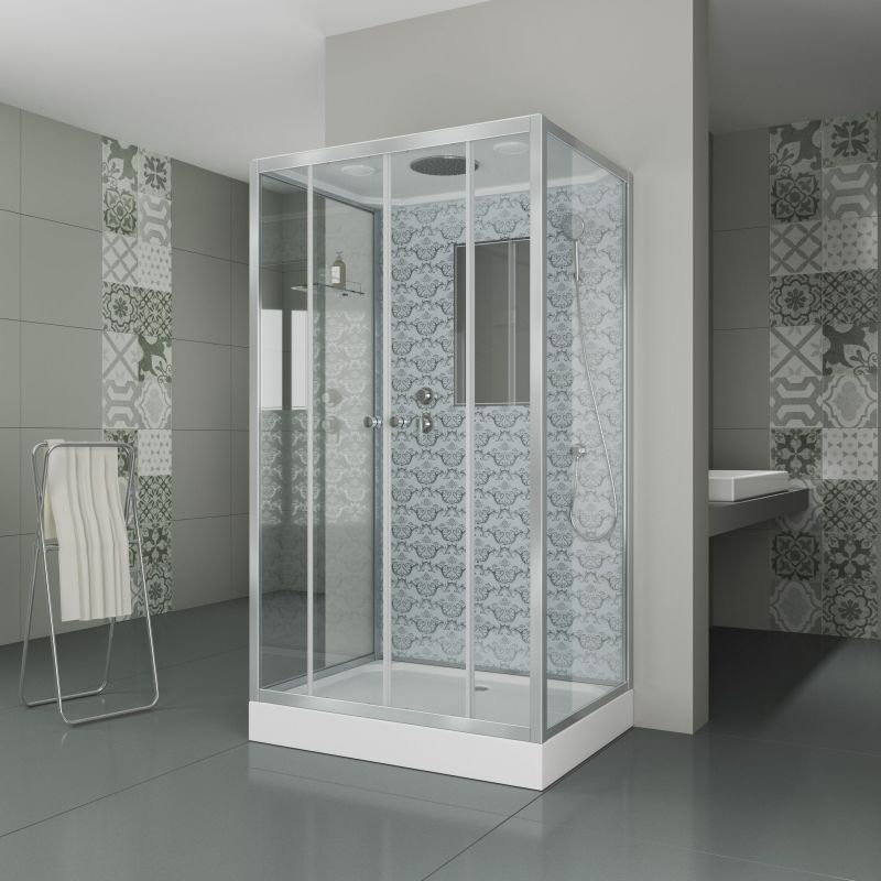 Душевая кабина NIAGARA LUXE NG-7772QW (1200x900х2100) низкий поддон стенки СЕРЕБРО 4 места