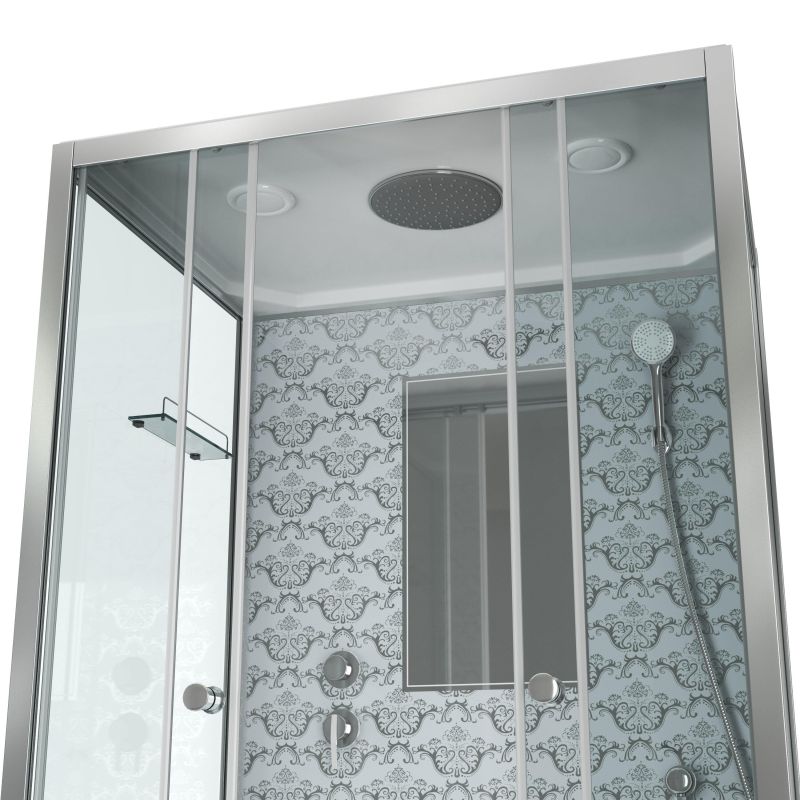 Душевая кабина NIAGARA LUXE NG-7772QW (1200x900х2100) низкий поддон стенки СЕРЕБРО 4 места