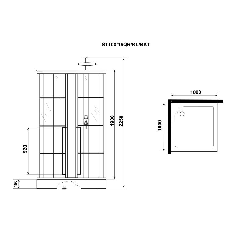 Душевая кабина Niagara Standart ST100/15QR/KL/BKT (1000х1000х2250) 3 места
