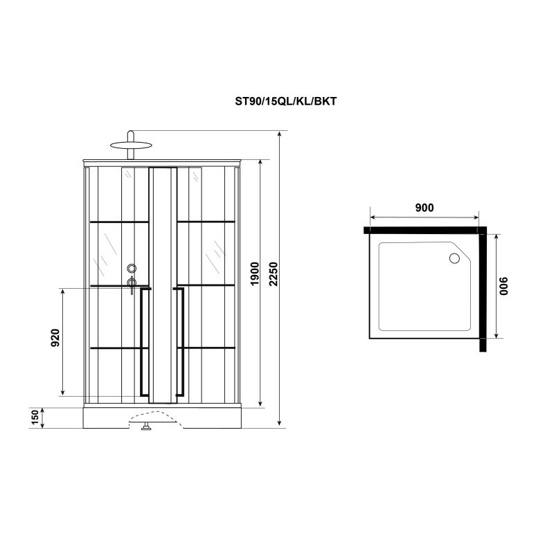 Душевая кабина Niagara Standart ST90/15QL/KL/BKT (900х900х2250) 3 места