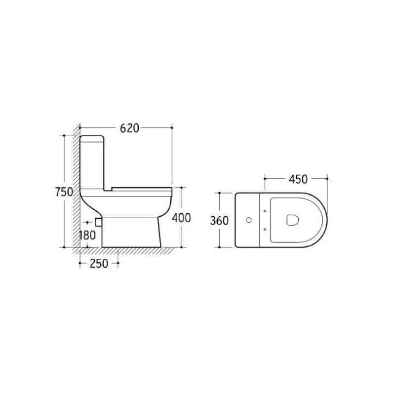Унитаз Nero NG-9902 (620*360*750) напольный БЕЗОБОДКОВЫЙ с толстой крышкой, 2 места
