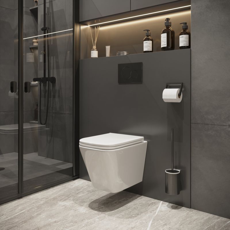 Унитаз Atrio NG-9303 (520*360*365) подвесной БЕЗОБОДКОВЫЙ с тонкой крышкой, 1 место