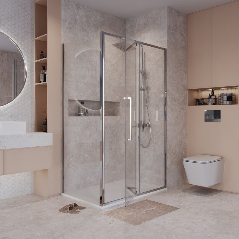 Боковая стенка NIAGARA NG-A80-34 (80*195) хром, стекло прозрачное, 1 место