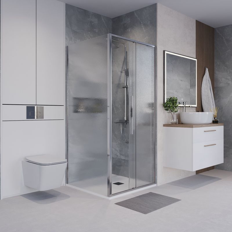 Боковая стенка NIAGARA NG-CH90-34 (90*195) хром, стекло шиншилла, 1 место