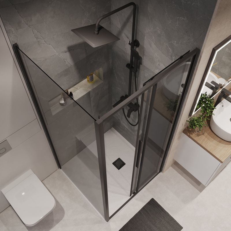 Боковая стенка NIAGARA NG-TB80-34 (80*195) черный матовый, стекло тонированное, 1 место