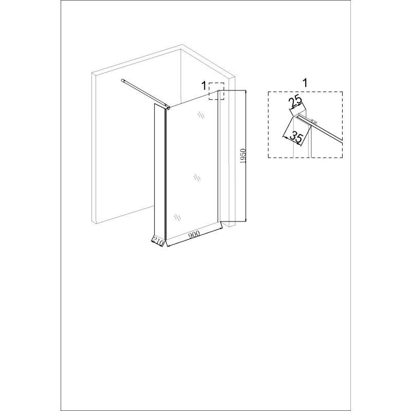 Душевая перегородка Niagara NG-644-90 GOLD (90x195), 1 место