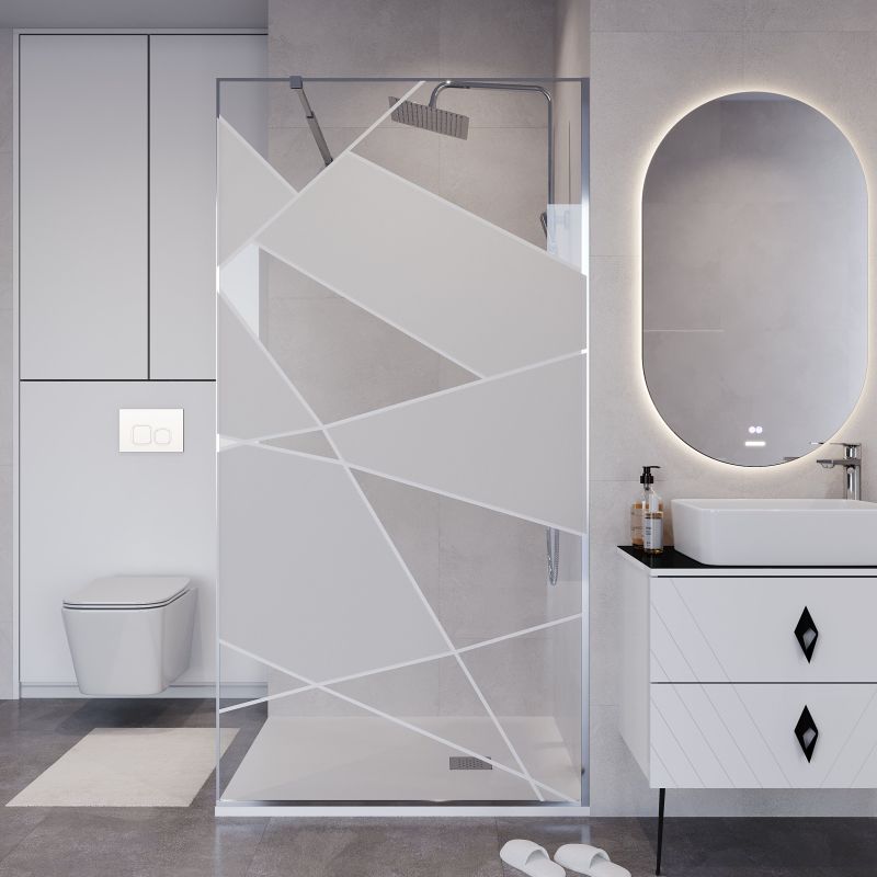 Душевая перегородка Niagara NG-660-12 (120*195) хром, стекло прозрачное с рисунком, 1 место