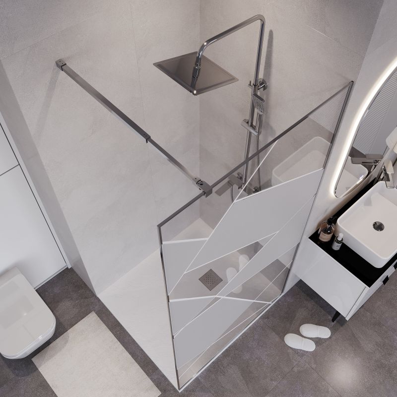 Душевая перегородка Niagara NG-660-90 (90*195) хром, стекло прозрачное с рисунком, 1 место