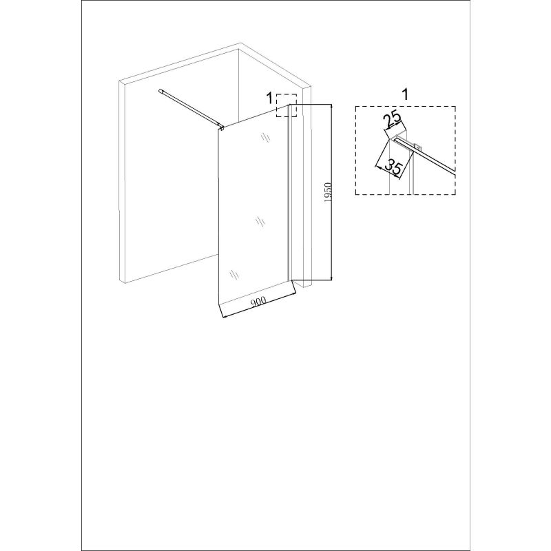 Душевая перегородка Niagara NG-663-90 (90x195), 1 место
