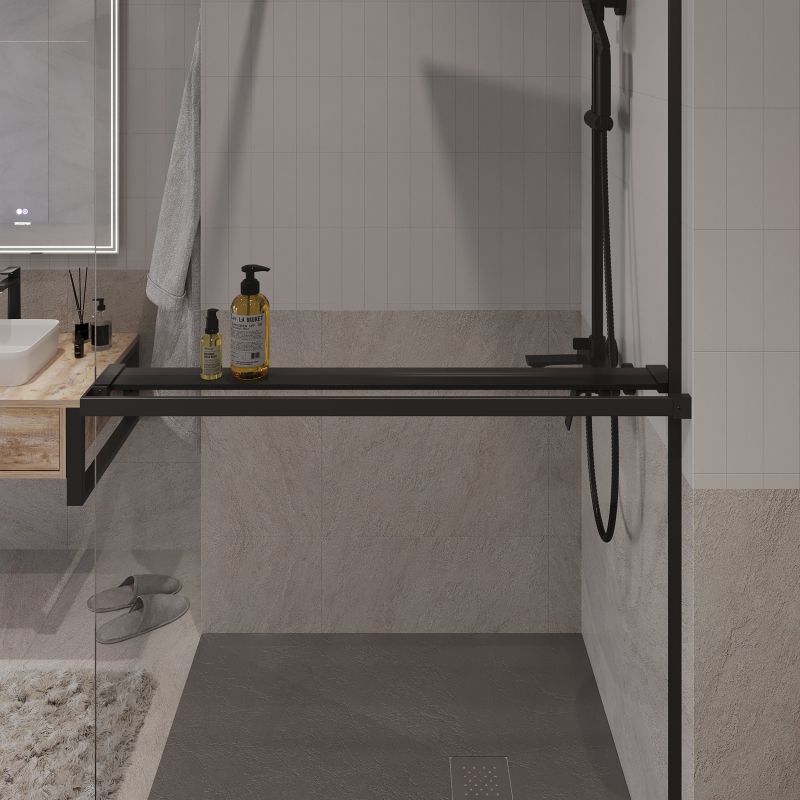 Душевая перегородка Niagara NG-670-10ВLACK (100*195) черный матовый, стекло прозрачное,1 место