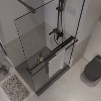 Душевая перегородка Niagara NG-670-80ВLACK (80*195) черный матовый, стекло прозрачное,1 место